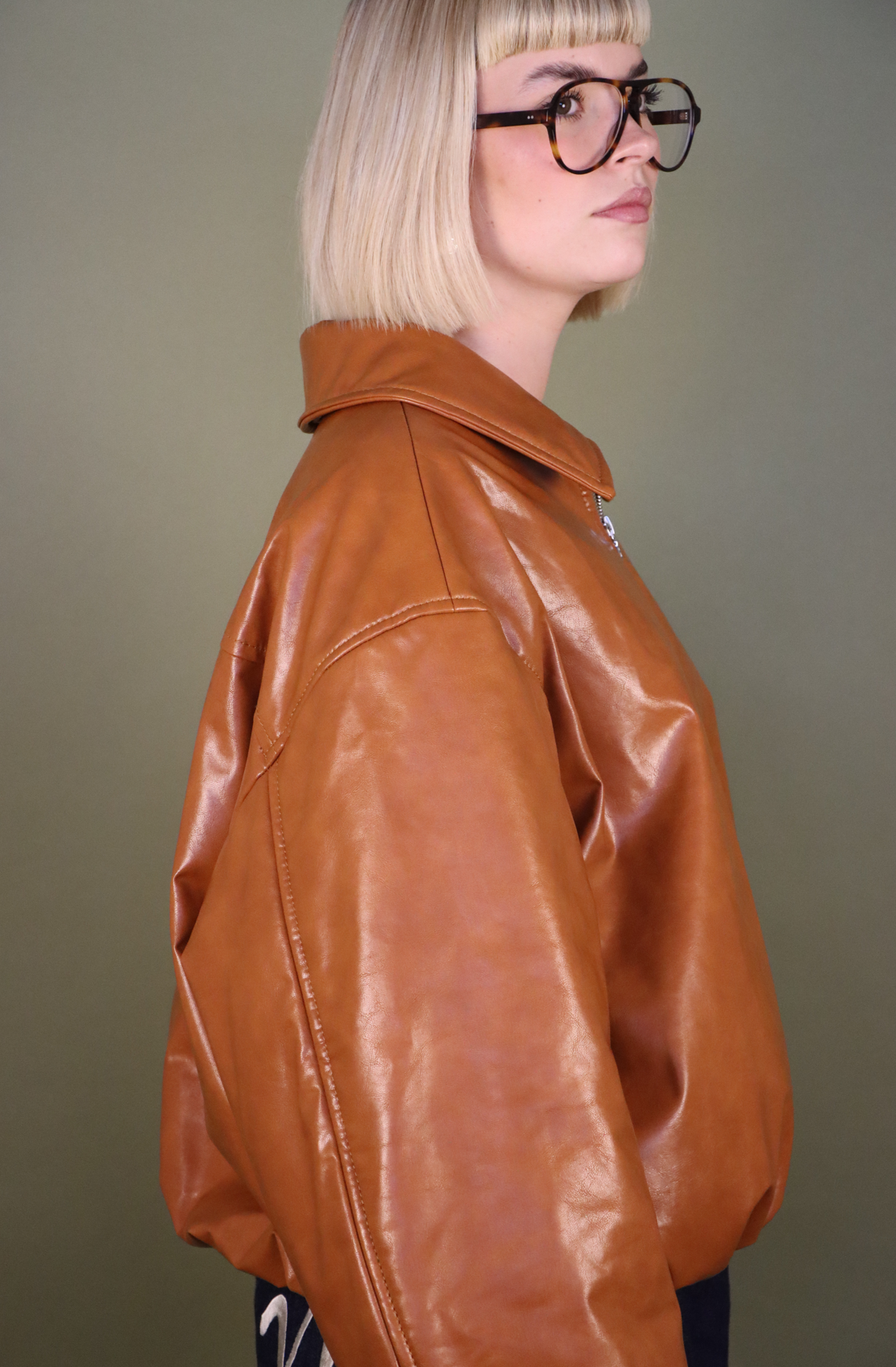 Cognac Vegan Leather Jacket